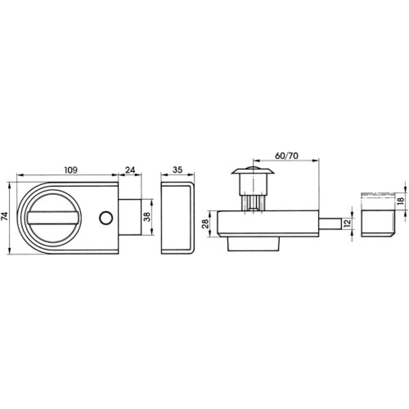 Kastenschloss 9131 - Maße