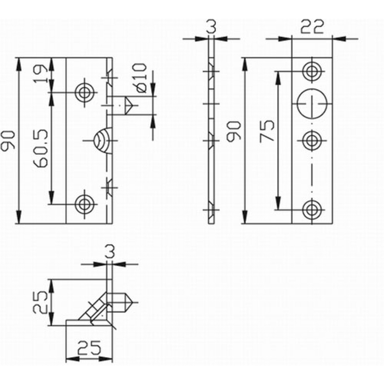 Bändersicherung Winkel 260 - Maße