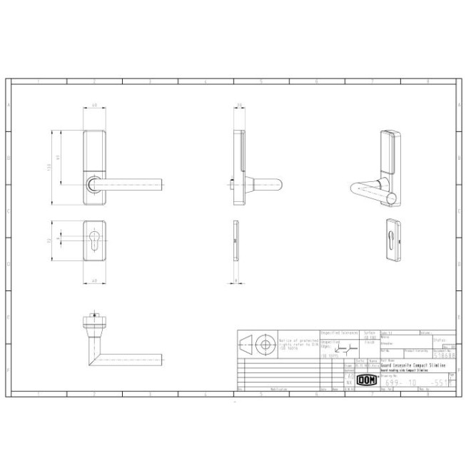 DOM ENiQ Guard Compact Slimline Set Türbeschlag technische Zeichnung