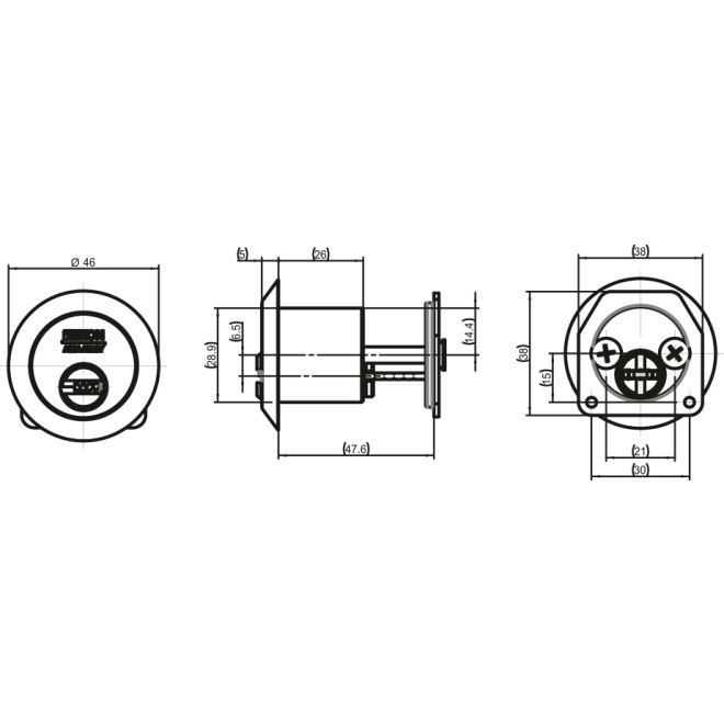 IKON RW6 Außenzylinder technische Zeichnung