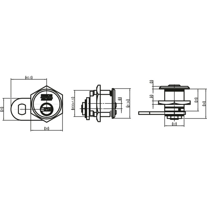 IKON RW6 Hebelzylinder technische Zeichnung