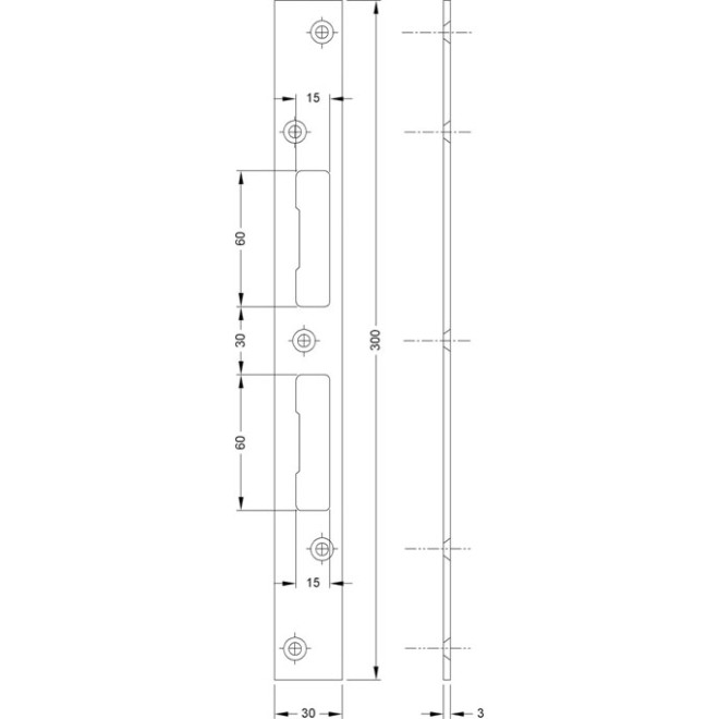 Schließblech IKON 9M58 - Maße