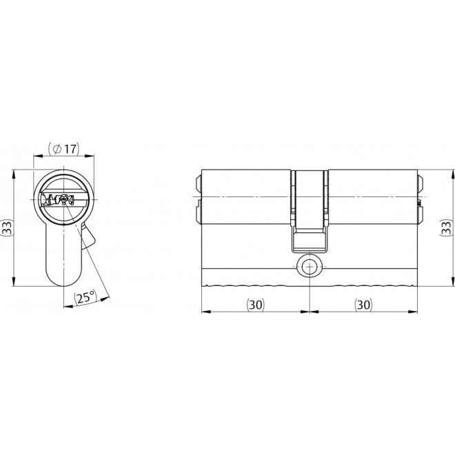 IKON RW6 Doppelzylinder H531 technische Zeichnung