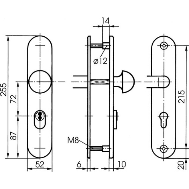 Schutzbeschlag IKON S406 - Maße