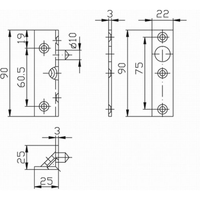 Bändersicherung Winkel 260 - Maße