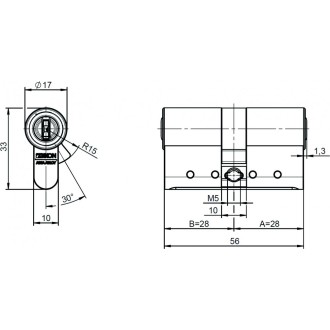 CLIQ Go Doppelzylinder (einseitig blind) technische Zeichnung