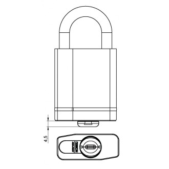 CLIQ Go Hangschloss (Messing verchromt) technische Zeichnung