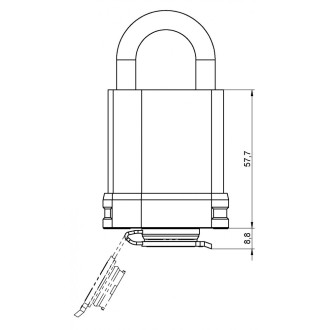 CLIQ Go Hangschloss (Messing verchromt) technische Zeichnung