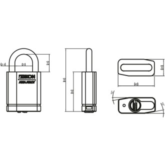 IKON RW6 Hangschloss H316 technische Zeichnung