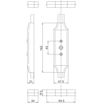 Fensterstangenverschluß 9M07 - Maße
